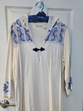 Soft Surroundings Hooded Embroidered Maxi Kaftan M
